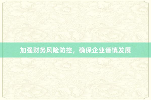 加强财务风险防控，确保企业谨慎发展