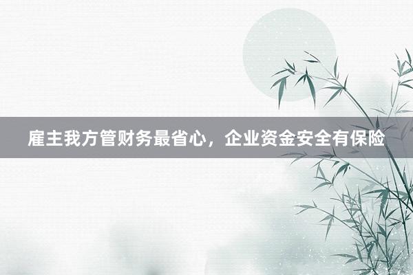 雇主我方管财务最省心，企业资金安全有保险