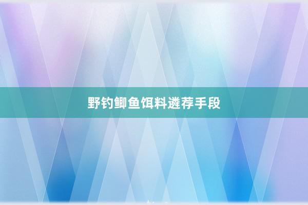 野钓鲫鱼饵料遴荐手段
